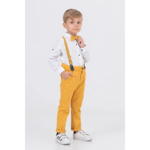 Gold Class Kidswear Yaprak Desenli Salopetli Gömlekli Erkek Çocuk Takım