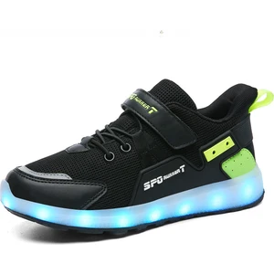 Çocuklar USB Şarj Edilebilir Paten LED Spor Ayakkabı Botları Glow (Yurt Dışından)