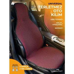 Meka Part Terletmez Koltuk Koruyucu Kılıf Kırmızı Çizgili Universal 2+1 Parça