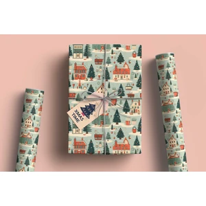 50 x 70 cm Yeni Yıl Yılbaşı Noel Temalı Hediye Paketleme Ambalaj Kağıdı (6’lı Paket)