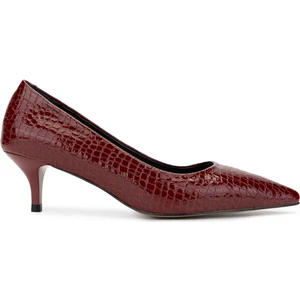 Tamer Tanca Kadın  Deri Bordo Stiletto Ayakkabı 886 01 Bn Ayk SK24-25 Bordo Fsly Bsk