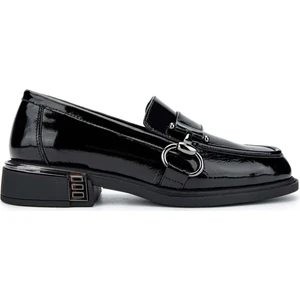 Tamer Tanca Kadın  Deri Siyah Rugan Loafer Ayakkabı 1061 2244 Bn Ayk SK24-25 Sıyah Rgn