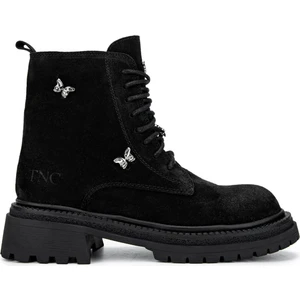 Tamer Tanca Kadın Hakiki Deri Siyah Süet Casual Bot 1031 187-R340 Bn Bot SK24-25 Sıyah Suet