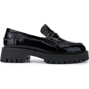 Tamer Tanca Kadın  Deri Siyah Rugan Loafer Ayakkabı 1054 04 Bn Ayk SK24-25 Sıyah Rgn