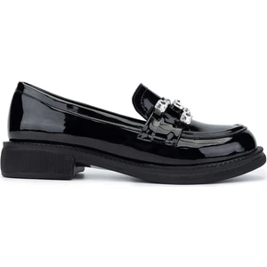 Tamer Tanca Kadın  Deri Siyah Rugan Loafer Ayakkabı 1065 60-2071 Bn Ayk SK24-25 Sıyah Rgn