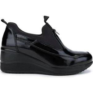 Tamer Tanca Kadın  Deri Siyah Rugan Casual Ayakkabı 322 2111522 Bn Ayk SK24-25 Sıyah Rgn