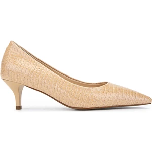 Tamer Tanca Kadın  Deri Bej Stiletto Ayakkabı 886 01 Bn Ayk SK24-25 S.khv Fsly Bsk