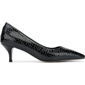 Tamer Tanca Kadın  Deri Siyah Stiletto Ayakkabı 886 01 Bn Ayk SK24-25 Syh Fsly Bsk