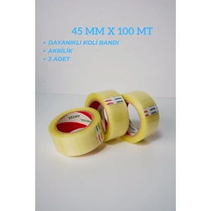 Şeffaf Koli Bandı 45 x 100 Akrilik 3'lü Paket İz Bırakmaz 1. Kalite