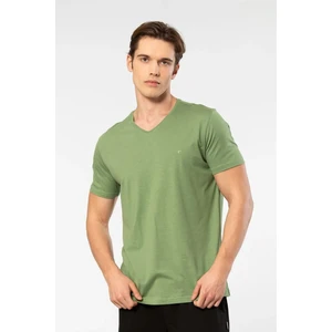 2170 Erkek Modal Pamuk V Yaka Kısa Kollu T-Shirt-Yeşil