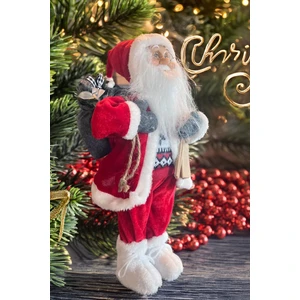 Yılbaşı Süsü Noel Baba Biblo Figür Büyük Boy 45CM -Kayakları, Hediye Çuvalı ve Aksesuarları ile