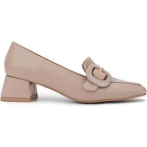 Tamer Tanca Kadın Vegan Bej Topuklu Ayakkabı 1073 115 Bn Ayk SK24-25 Bej Cılt