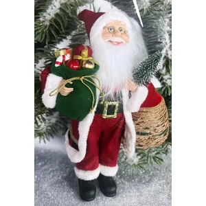Yılbaşı Süsü Noel Baba Biblo Figür Büyük Boy 45CM -Elinde Çam Ağacı ve Hediye Çuvalı ile