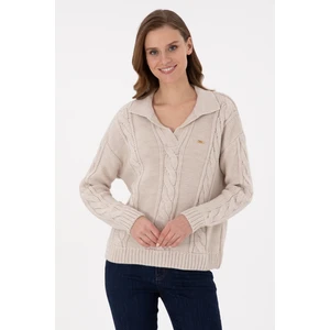 U.S. Polo Assn. Kadın Krem Melanj Kazak /triko 50291574-VR159
