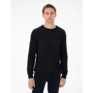 Pierre Cardin Erkek Lacivert Slim Fit Bisiklet Yaka Triko Kazak 50297117-VR033