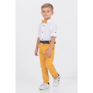 Gold Class Kidswear Yaprak Desenli Erkek Çocuk Gömlekli Takım