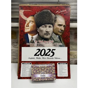Ömür Takvim Atatürk Imzalı 2.bölge 2025 Kartonlu Yapraklı Duvar Takvimi