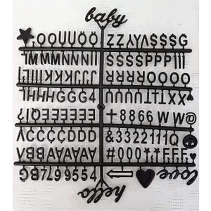 Mesaj Panosu Için Yedek Siyah Renk Harf Seti Emojili Simgeli ve Noktalı Harfler