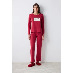 Postcard Kırmızı Kırmızı Pantolon Pijama Takımı