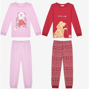 Pamuklu Kız Çocuk Crafty Dogs Çok Renkli 2li Pijama Takımı