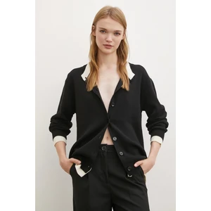 Never More Çift Yakalı Düğmeli Hırka Siyah