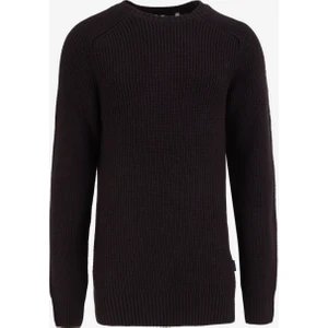 Bisiklet Yaka Normal Örgü Desenli Siyah Erkek Kazak M4WM-KZK-1619