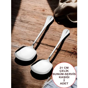 Çelik 21 cm 2 Adet  Servis Kaşığı / Sunum Kaşığı