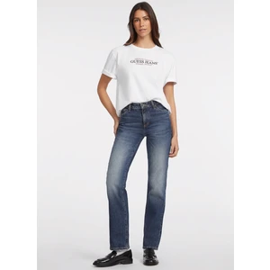 Beyaz Kadın Bisiklet Yaka Box Fit Desenli T-Shirt Gj Ss Cn Os Amerıcan - Organıc Cott