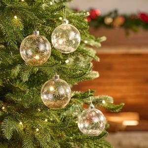 New Year Yılbaşı 4'lü Kar Taneli Top Ağaç Süsü Gold ve Silver 8 cm