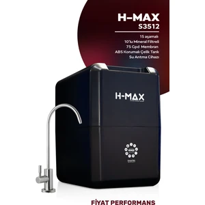 H-MAX Reverse Osmosis System 8 Litre 15 Aşama Mineralli 75 Gpd Su Arıtma Cihazı HMAXS3512