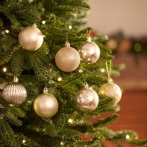 New Year Yılbaşı 17'li Set Top Ağaç Süsü Gold