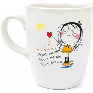 Palto Tasarım Öğretmenim Canım Benim Canım Benim! Krem Oval Kupa - Öğretmenler Günü Hediyelik Kupa