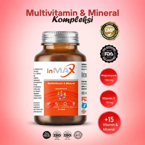 inMAX Multivitamin Mineral Takviyesi (IMMUNACE DESTEĞİ) Kompleks Formül Kadın Veya Erkek Için 30 Tablet