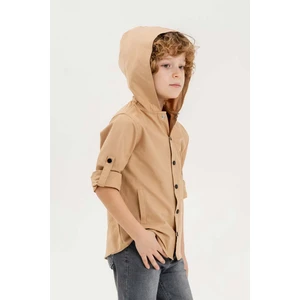 Gold Class Kidswear Kapüşonlu Cepli Katlanabilir Kol Erkek Çocuk Gömlek
