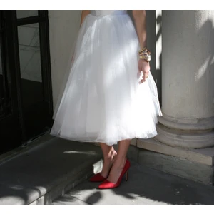 NSM Life 3 Katman 75 cm Uzunluk Midi Kabarık Fermuarlı-Beli Lastikli Rahat Yüksek Bel Midi Tül Etek