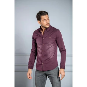Abay Erkek Bordo Likralı Kot Gömlek N6028