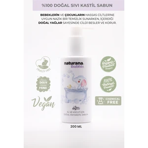 %100 Doğal Organik Sıvı Kastil Sabun Bebek Çocuk Tüm Aile Papatya Lavanta Vanilya 200 ml
