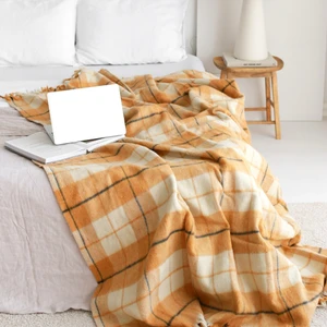 Tante Roza Woolmark Çift Kişilik    Saf Yün Battaniye Sarı