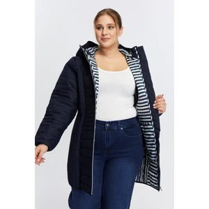 Büyük Beden Tost Kapitone Mont Lacivert