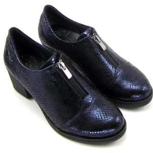 Brittany Lacivert Yılan Hakiki Deri Günlük Topuklu Ayakkabı