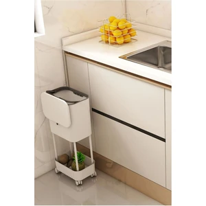 15 Litre Tek Raf Üniteli Tekerlekli Fonksiyonel Kapaklı Banyo ve Mutfak Çöp Kovası
