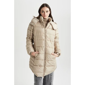 Puffer Şişme Uzun Mont Parka Su İtici Regular Kalıp Çıkarılabilir Kapüşonlu A1315AX23WN