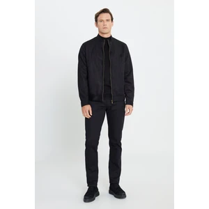 Altınyıldız Classics Erkek Siyah Standart Fit Normal Kesim Dik Yaka Sıcak Tutan Süet Ceket Mont