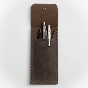 Minimal X Design Minimal x Deri Kalemlik Minimalist Tasarım ve El Yapımı Kestane 17 x 8 cm