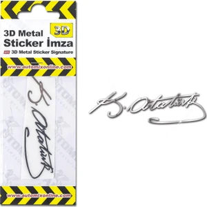 3D Metal Atatürk Imza Stickerı