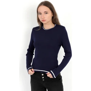 Kadın Lacivert %100 Poliamid Biyeli Bisiklet Yaka Triko Body - 2004