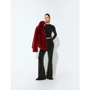 Slim Fit Uzun Kollu Yuvarlak Yaka Parıltılı Body