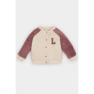 Kız Bebek Baskılı Bisiklet Yaka Çıtçıt Kapamalı Welsoft Pelüş Hırka D6675A524WN