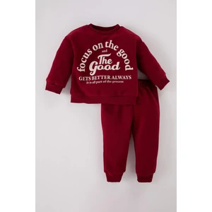 Erkek Bebek 2'li Takım Selanik Kumaş Baskılı Sweatshirt Beli Lastikli Eşofman Altı D7420A524WN