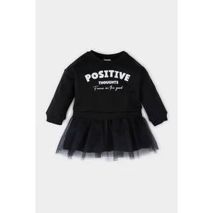 Kız Bebek Baskılı Uzun Kollu Tütü Etekli Sweatshirt Elbise D7430A524WN